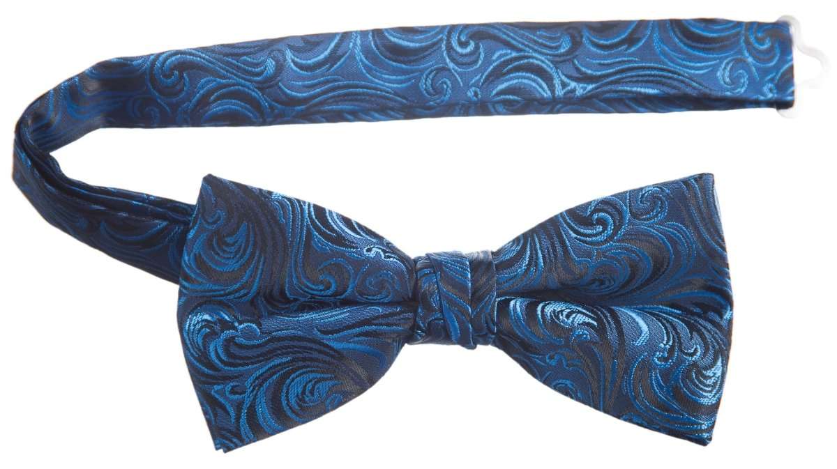 Pre - tied Adjustable Bow Tie of Satin Paisley Jacquard - Tuxgear