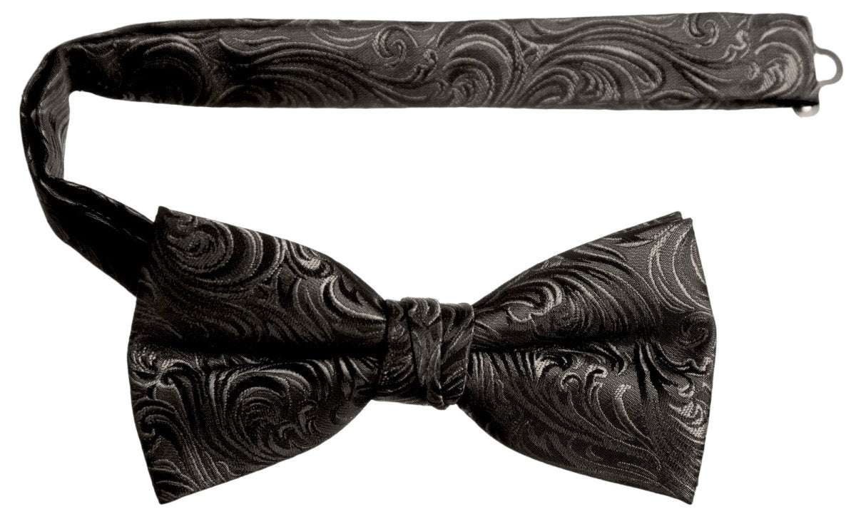 Pre - tied Adjustable Bow Tie of Satin Paisley Jacquard - Tuxgear