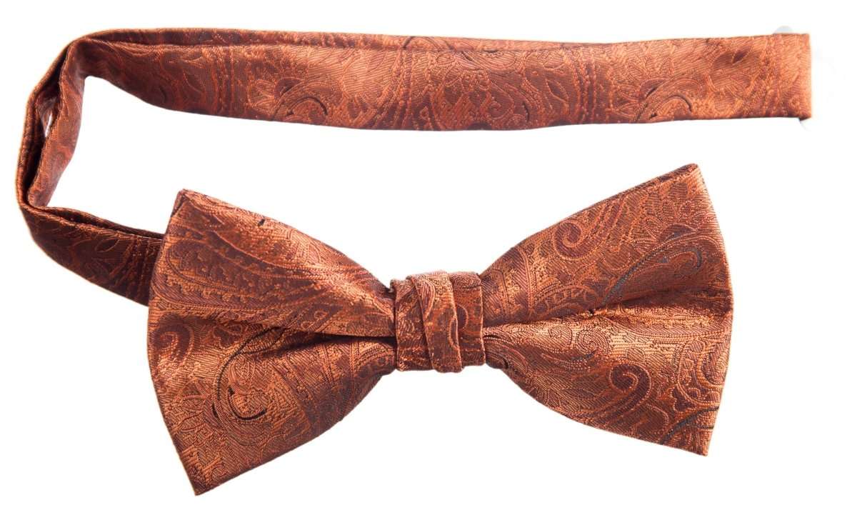 Pre - tied Adjustable Bow Tie of Satin Paisley Jacquard - Tuxgear