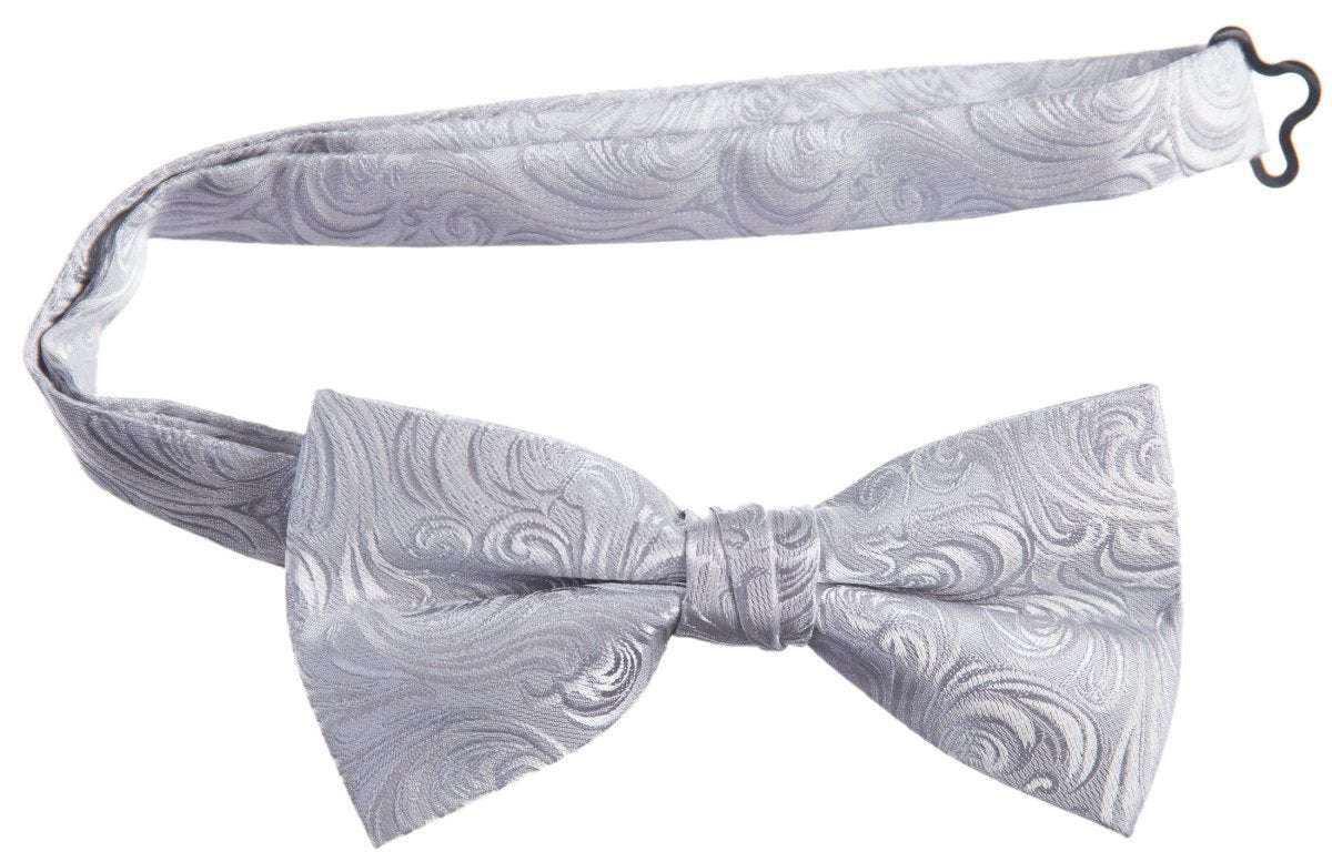Pre - tied Adjustable Bow Tie of Satin Paisley Jacquard - Tuxgear