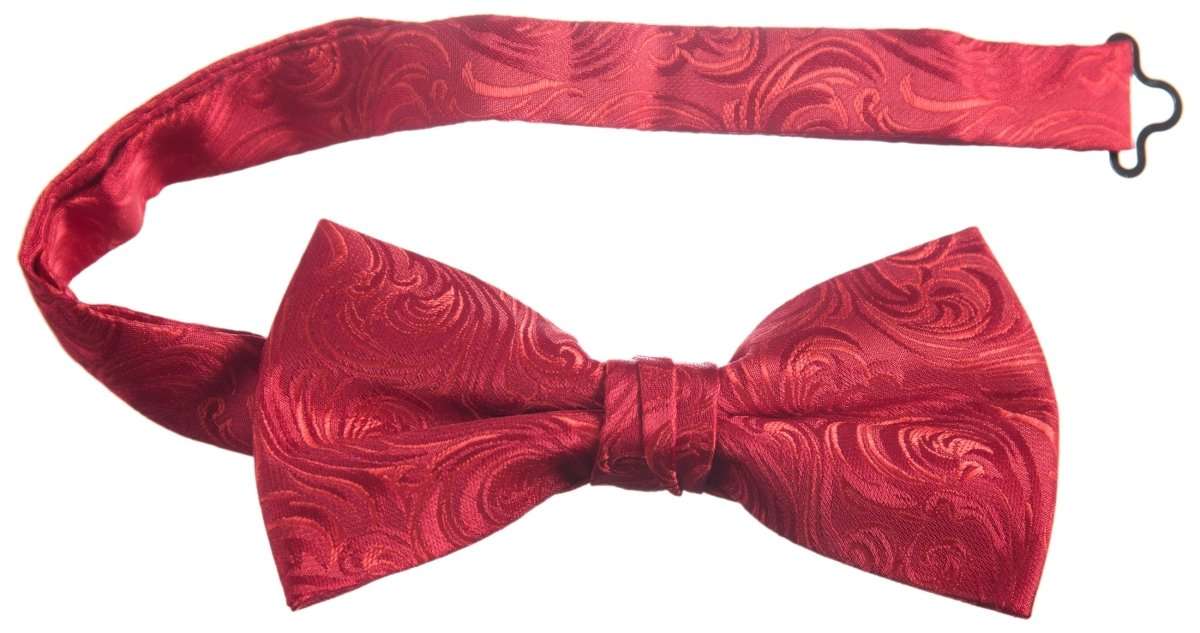 Pre - tied Adjustable Bow Tie of Satin Paisley Jacquard - Tuxgear