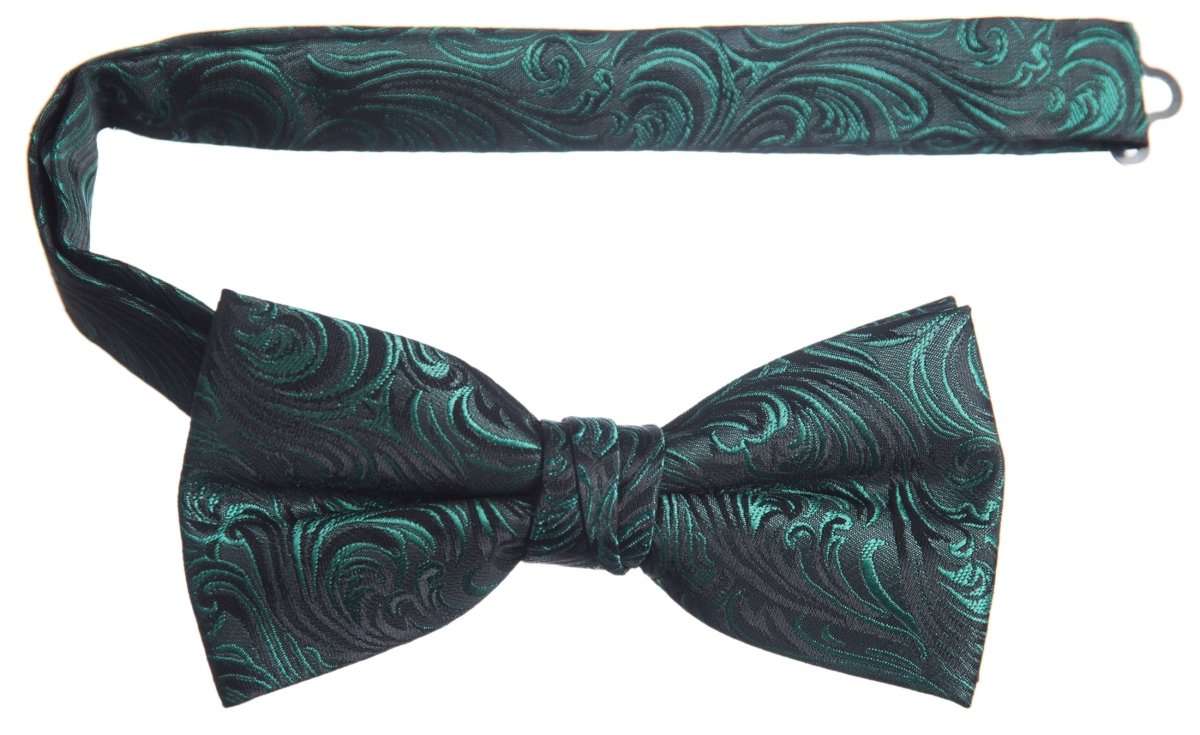 Pre - tied Adjustable Bow Tie of Satin Paisley Jacquard - Tuxgear