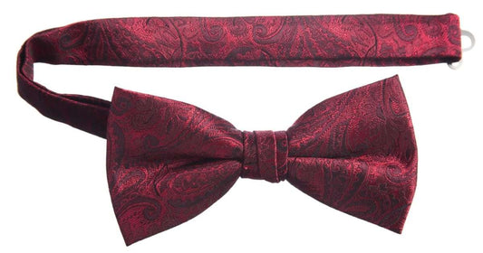 Pre - tied Adjustable Bow Tie of Satin Paisley Jacquard - Tuxgear