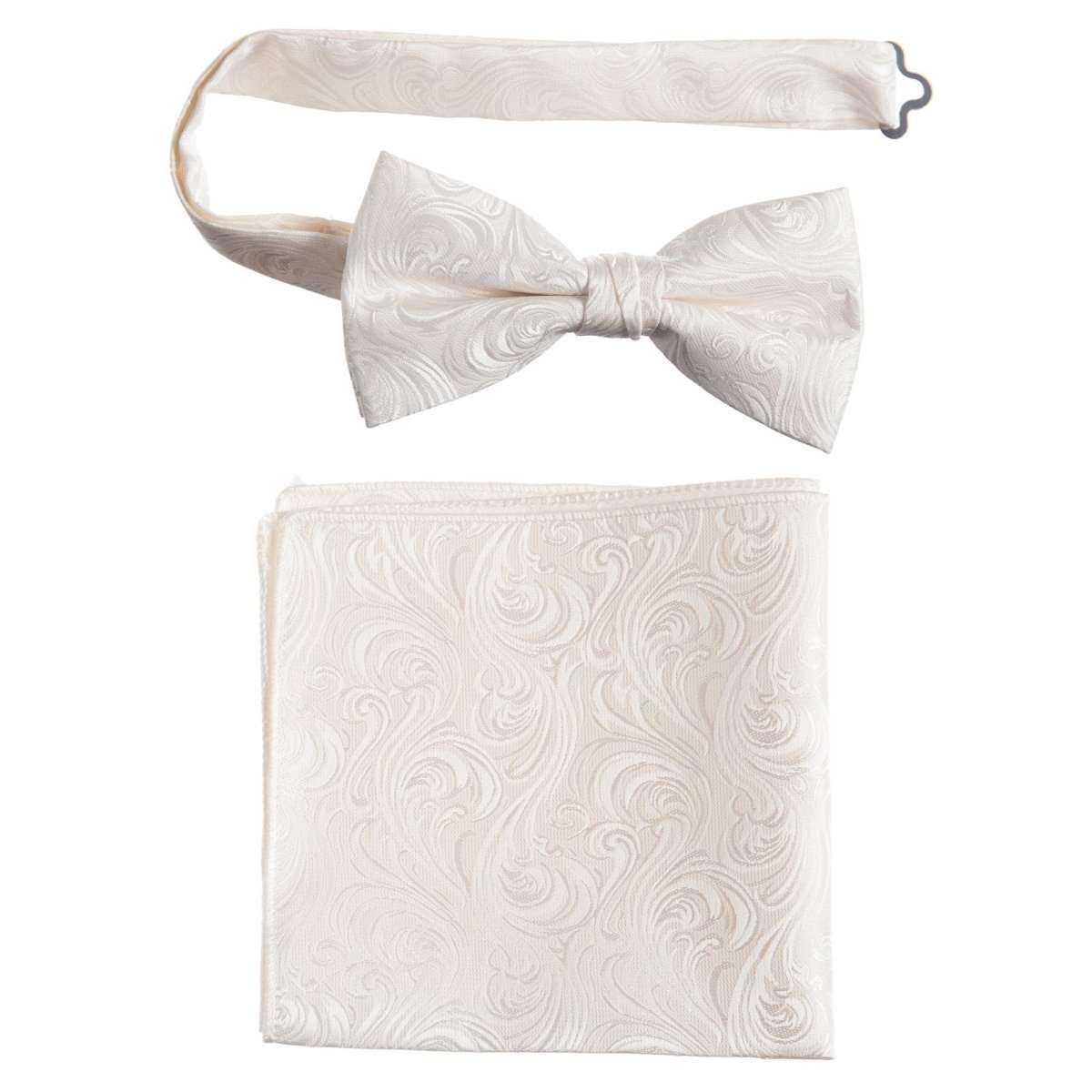 Pre - tied Bow Tie and Pocket Square Paisley Jacquard Handkerchief Sets - Tuxgear