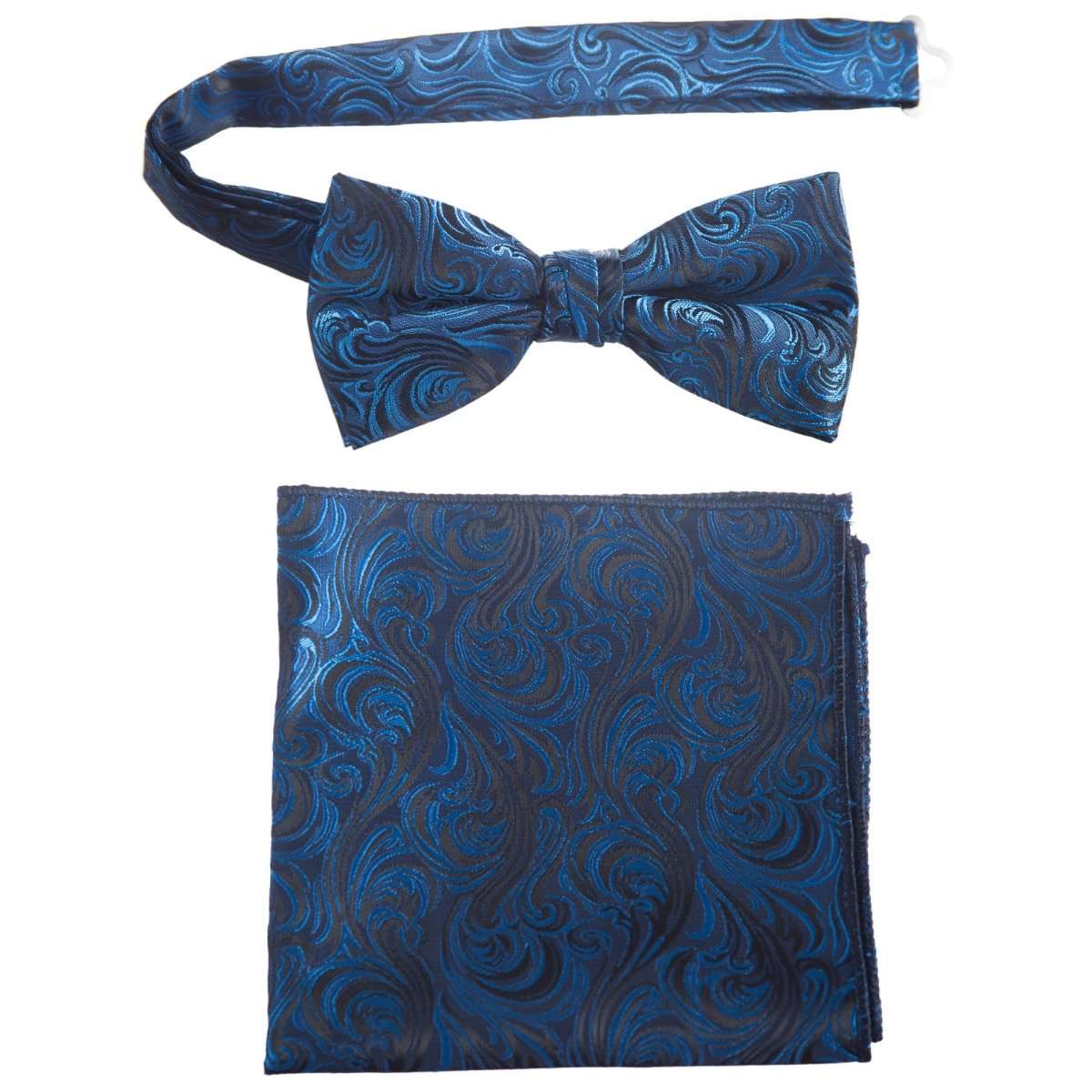 Pre - tied Bow Tie and Pocket Square Paisley Jacquard Handkerchief Sets - Tuxgear