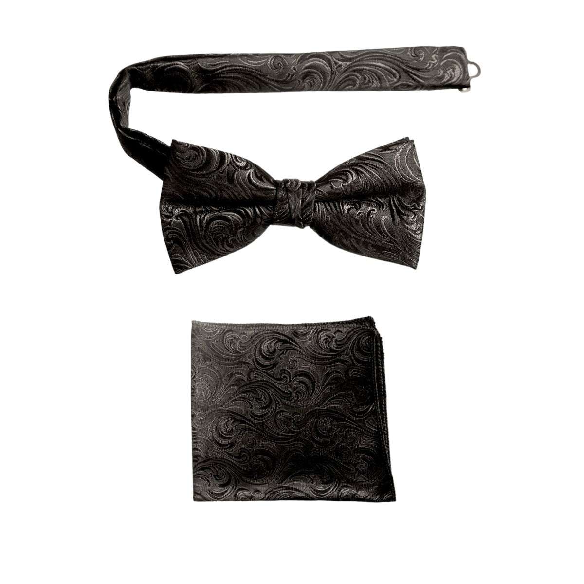 Pre - tied Bow Tie and Pocket Square Paisley Jacquard Handkerchief Sets - Tuxgear