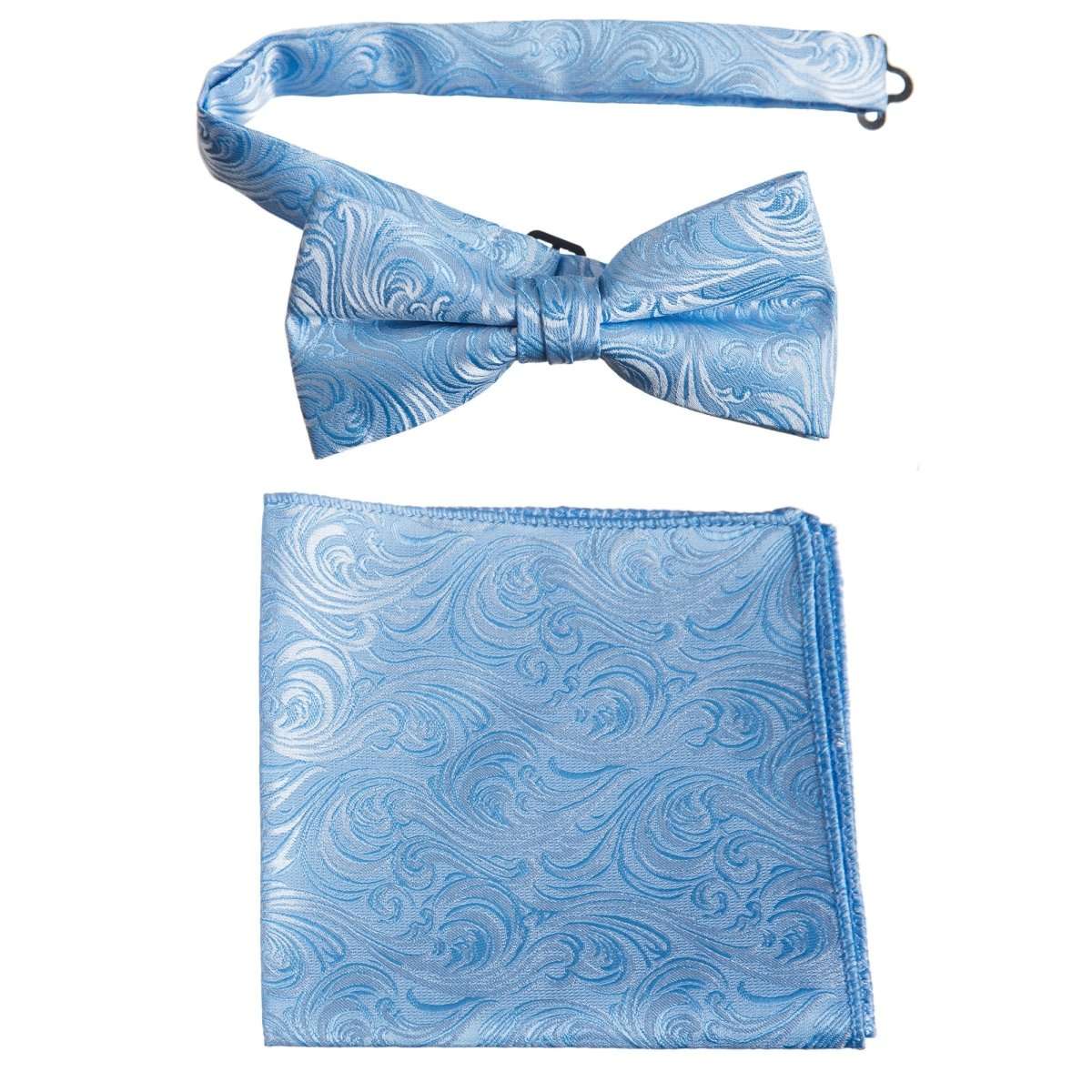 Pre - tied Bow Tie and Pocket Square Paisley Jacquard Handkerchief Sets - Tuxgear