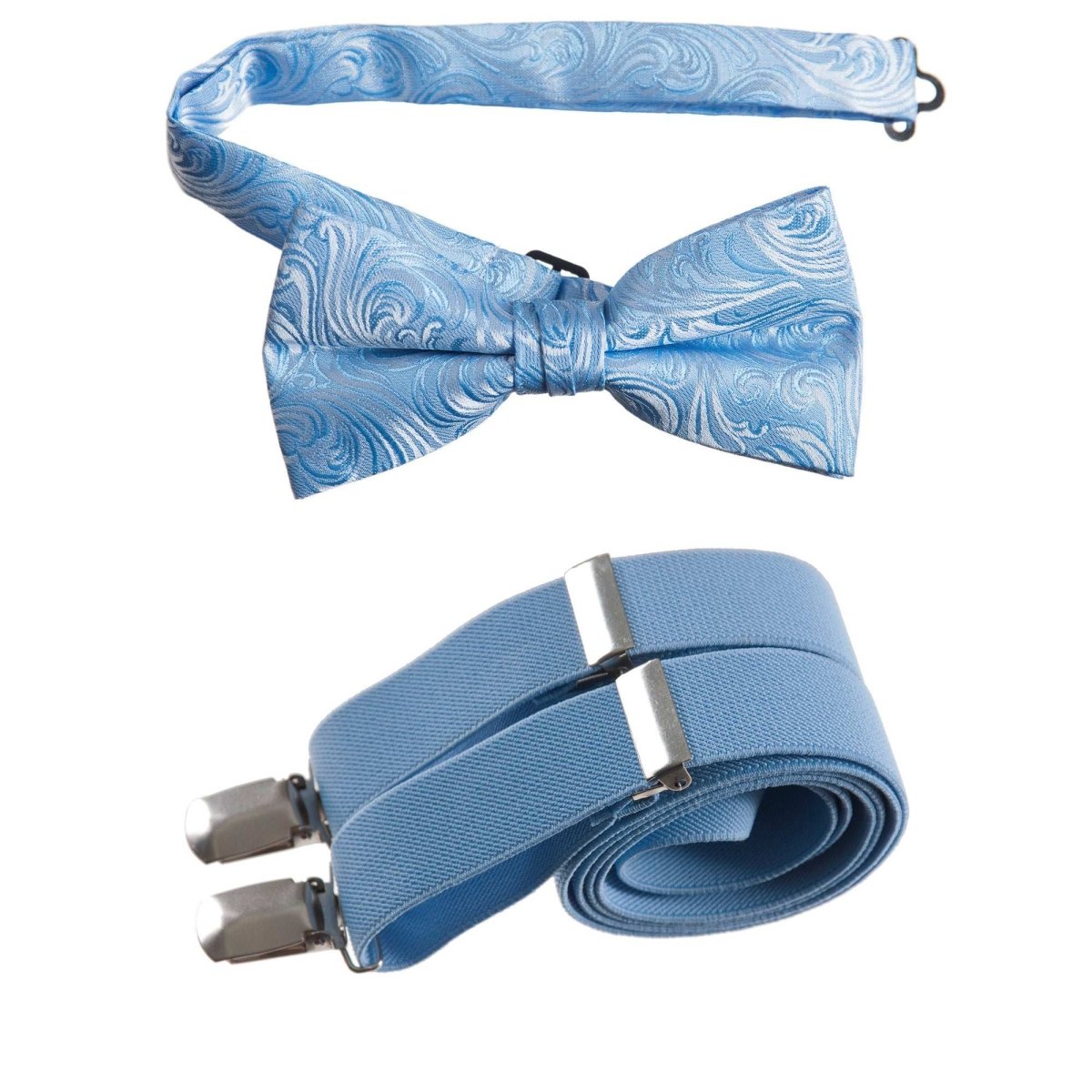 Pre - tied Bow Tie Paisley Jacquard and Adjustable Stretch Suspender Sets - Tuxgear