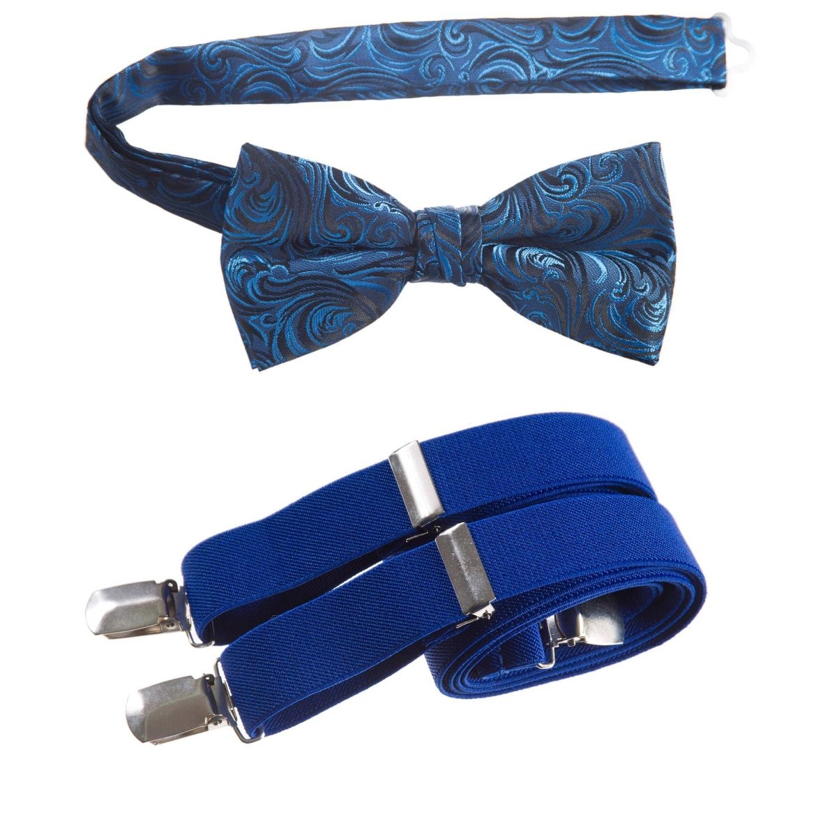 Pre - tied Bow Tie Paisley Jacquard and Adjustable Stretch Suspender Sets - Tuxgear