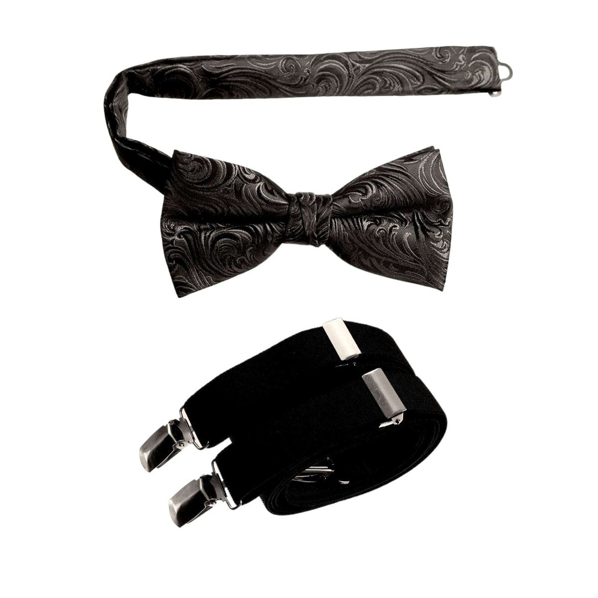 Self Tie Bow Tie Paisley Jacquard and Adjustable Stretch Suspender Sets - Tuxgear