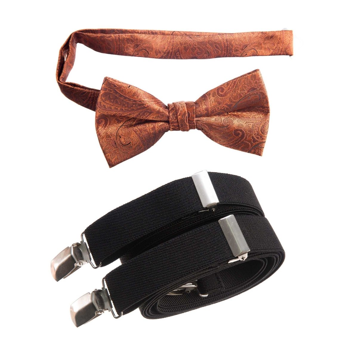 Self Tie Bow Tie Paisley Jacquard and Adjustable Stretch Suspender Sets - Tuxgear