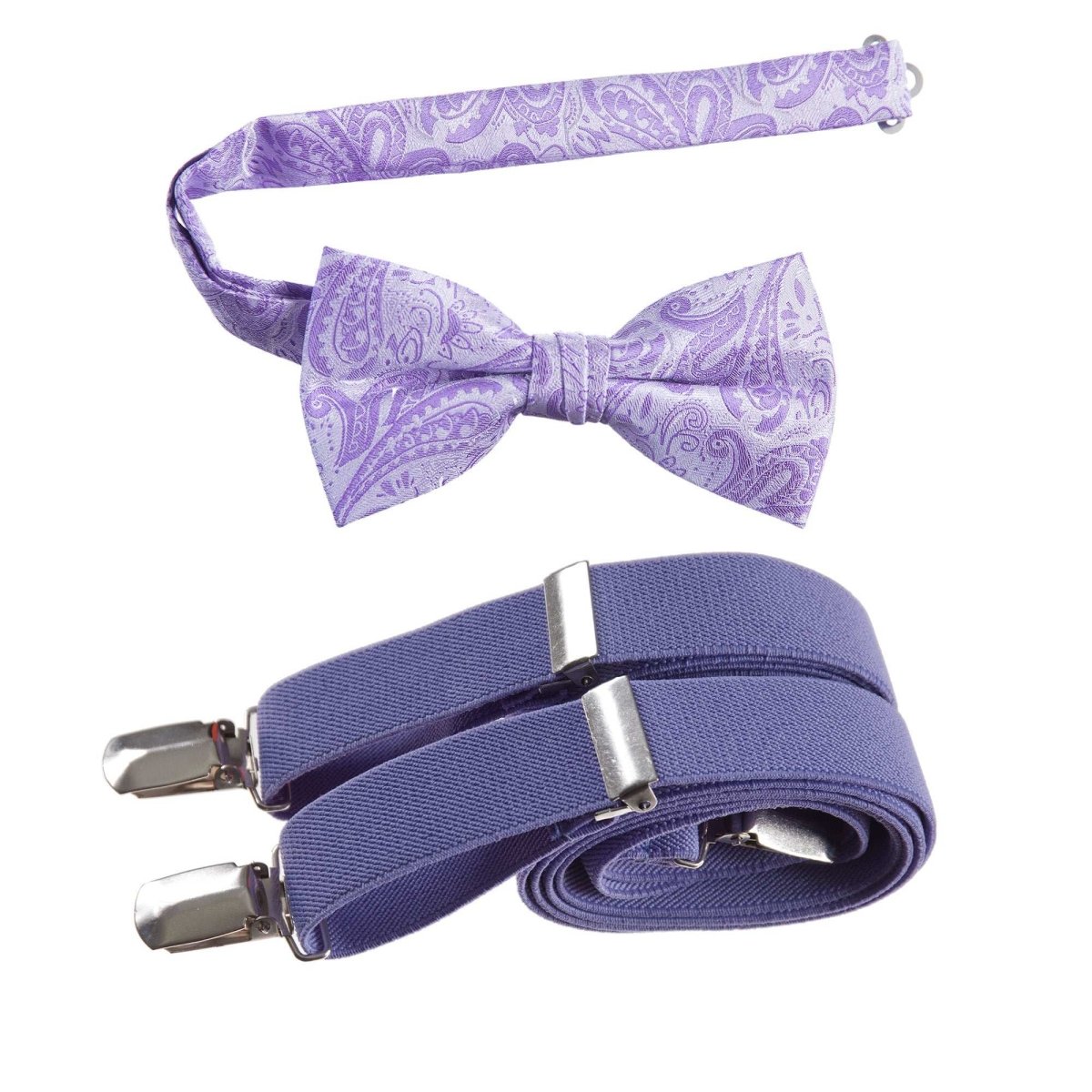 Self Tie Bow Tie Paisley Jacquard and Adjustable Stretch Suspender Sets - Tuxgear