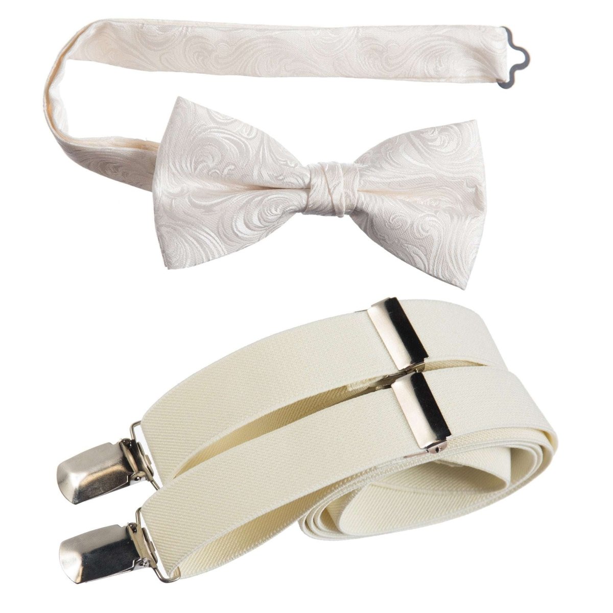 Self Tie Bow Tie Paisley Jacquard and Adjustable Stretch Suspender Sets - Tuxgear