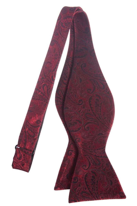 Self Tie Bow Tie with Adjustable Neck Strap of Paisley Jacquard - Tuxgear