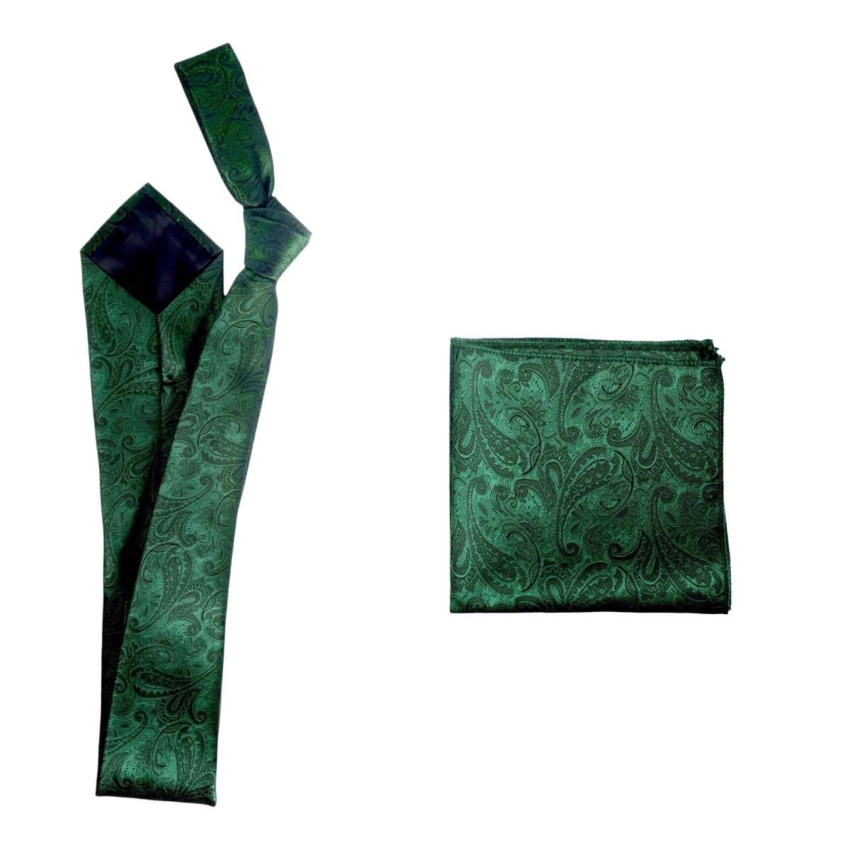 Self Tie Necktie and Pocket Square Set - Paisley Jacquard - Tuxgear