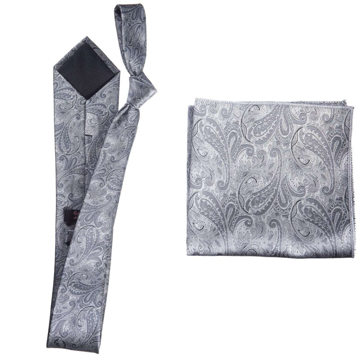 Self Tie Necktie and Pocket Square Set - Paisley Jacquard - Tuxgear