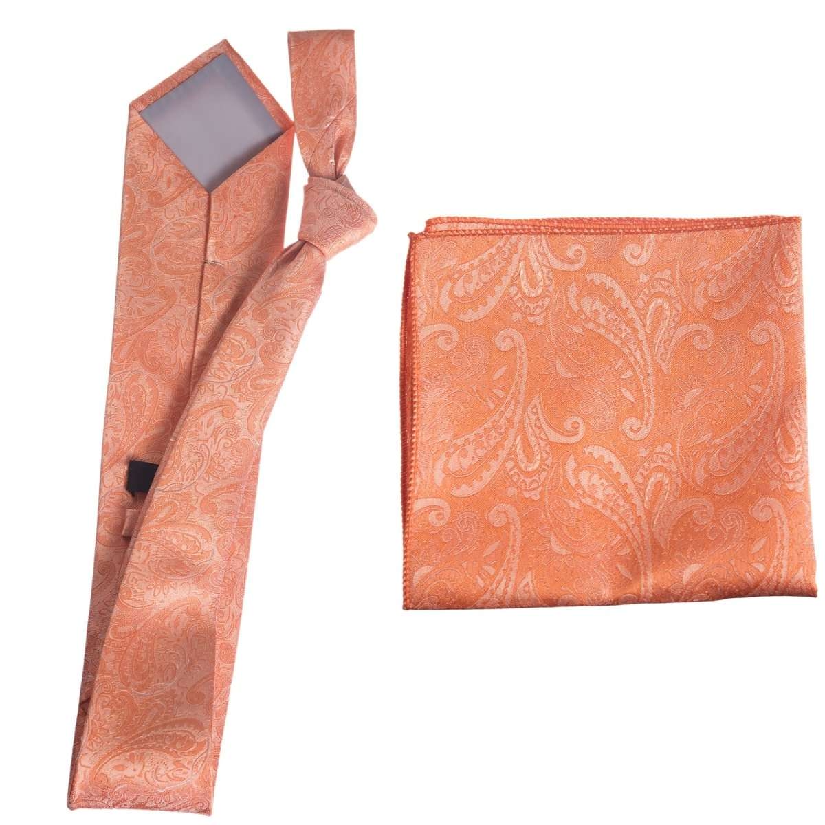 Self Tie Necktie and Pocket Square Set - Paisley Jacquard - Tuxgear