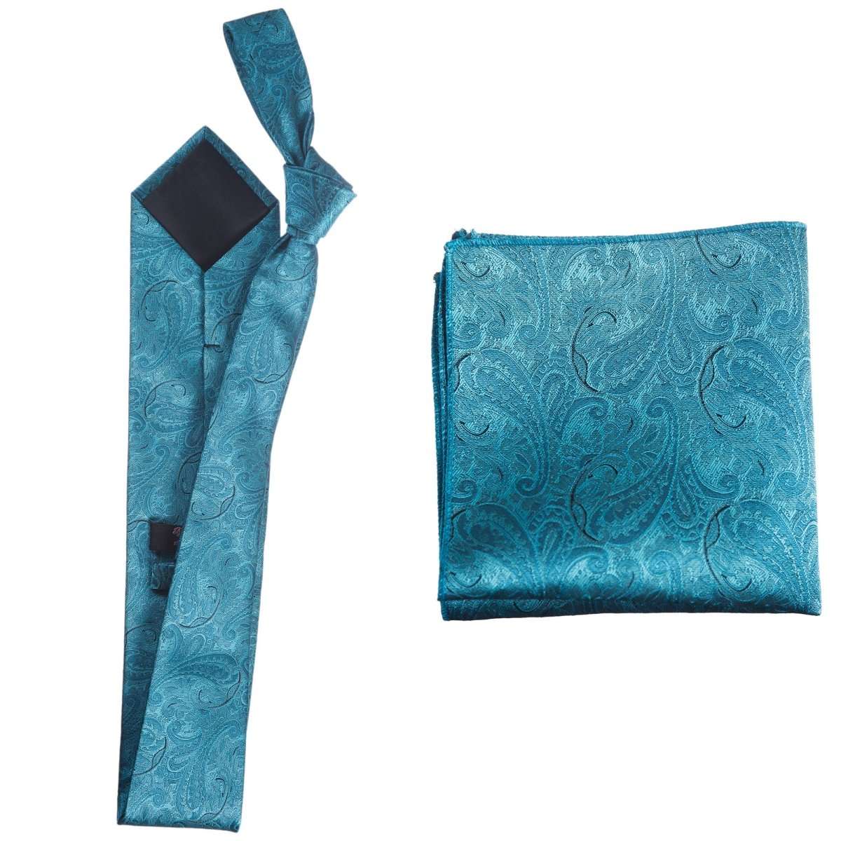 Self Tie Necktie and Pocket Square Set - Paisley Jacquard - Tuxgear