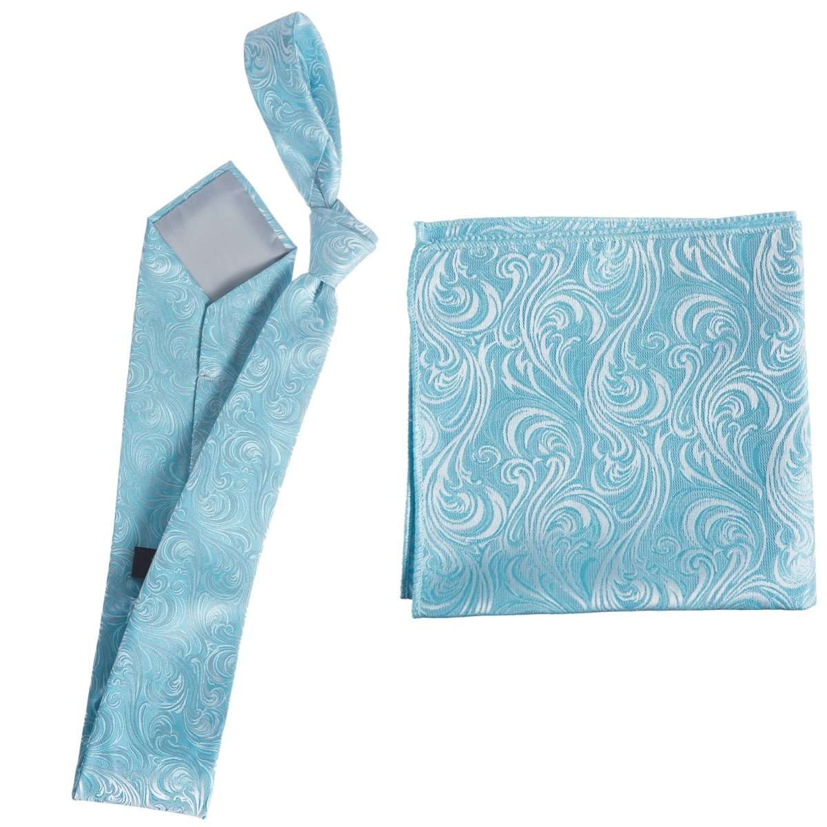Self Tie Necktie and Pocket Square Set - Paisley Jacquard - Tuxgear