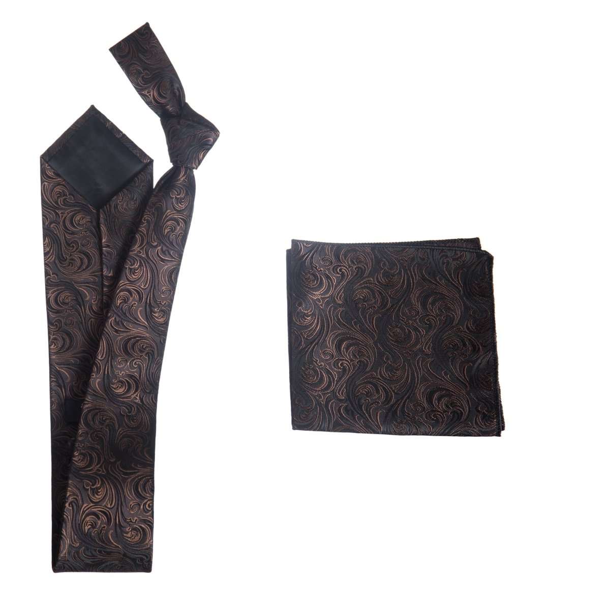 Self Tie Necktie and Pocket Square Set - Paisley Jacquard - Tuxgear