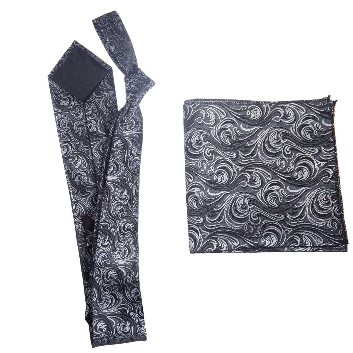 Self Tie Necktie and Pocket Square Set - Paisley Jacquard - Tuxgear
