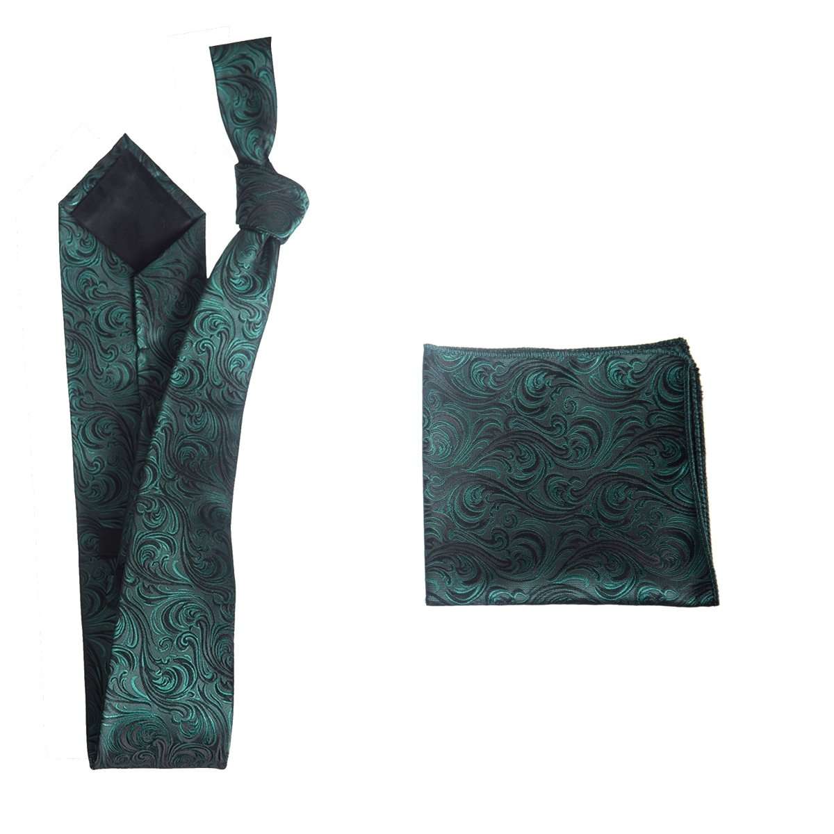 Self Tie Necktie and Pocket Square Set - Paisley Jacquard - Tuxgear