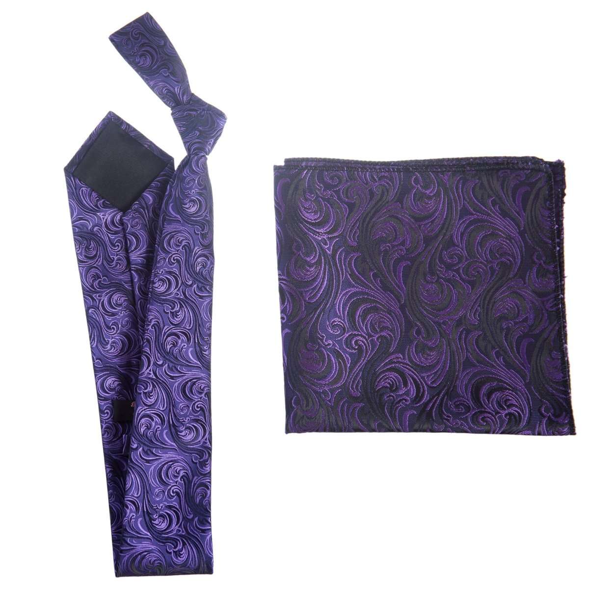 Self Tie Necktie and Pocket Square Set - Paisley Jacquard - Tuxgear