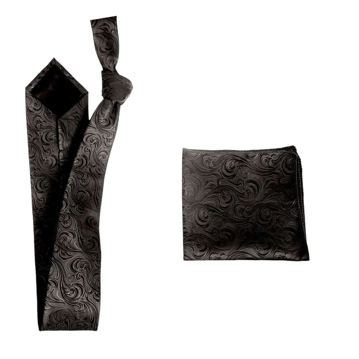 Self Tie Necktie and Pocket Square Set - Paisley Jacquard - Tuxgear