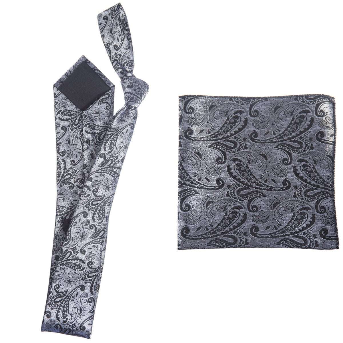 Self Tie Necktie and Pocket Square Set - Paisley Jacquard - Tuxgear