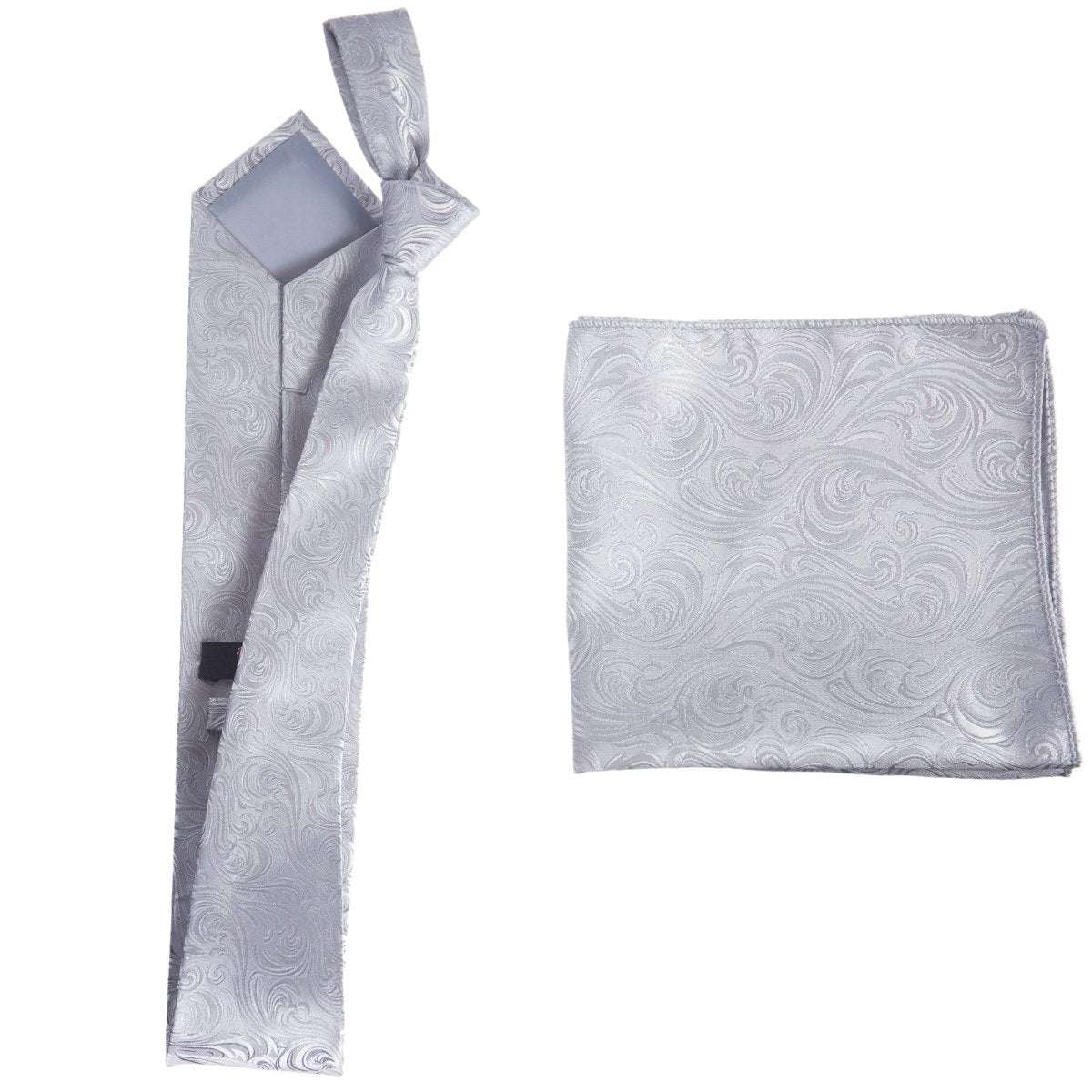Self Tie Necktie and Pocket Square Set - Paisley Jacquard - Tuxgear