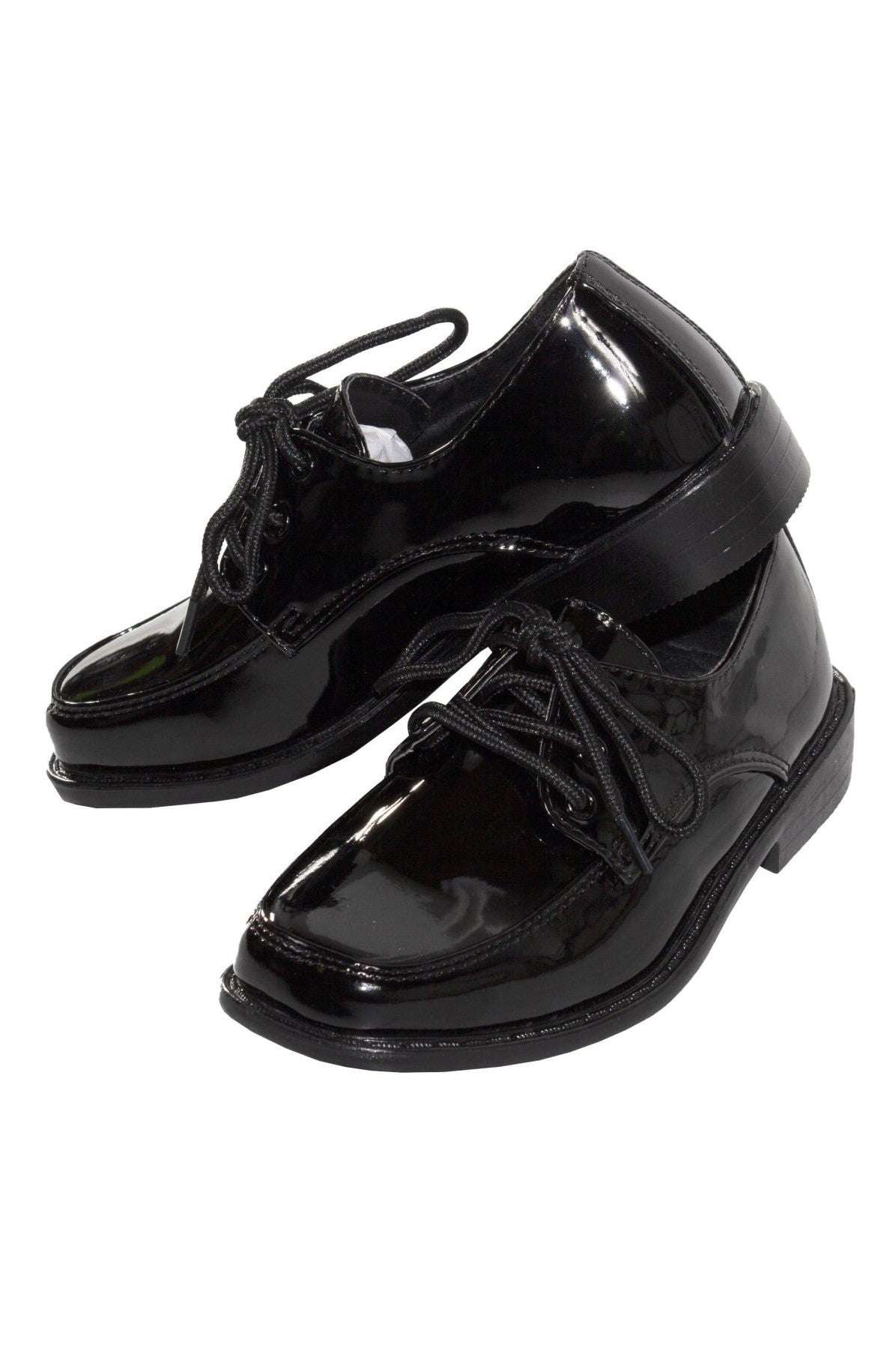 Tuxgear Boys White or Black Square Toe Patent Leather Shiny Tuxedo Shoes Communion and Weddings 