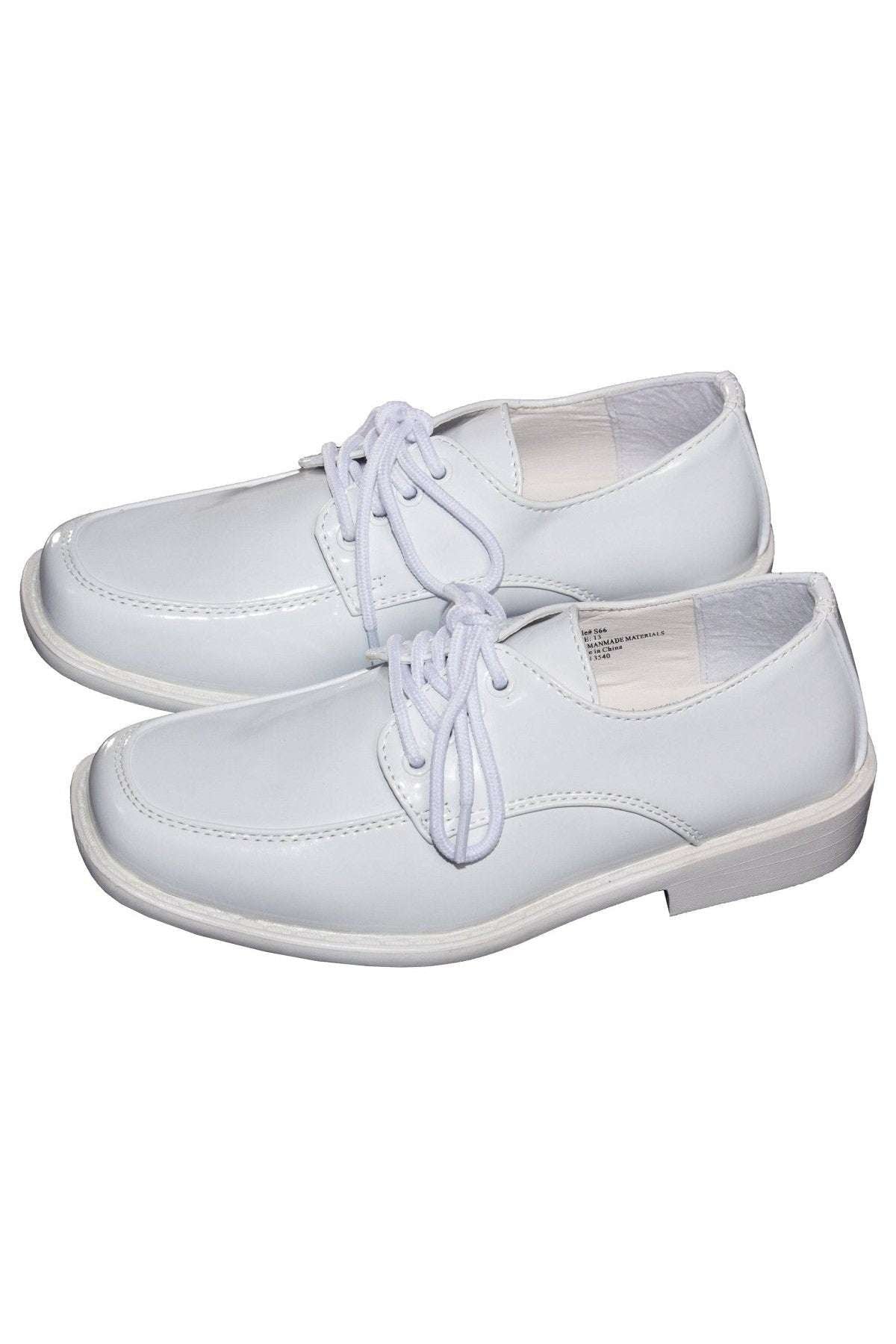 Tuxgear Boys White or Black Square Toe Patent Leather Shiny Tuxedo Shoes Communion and Weddings 