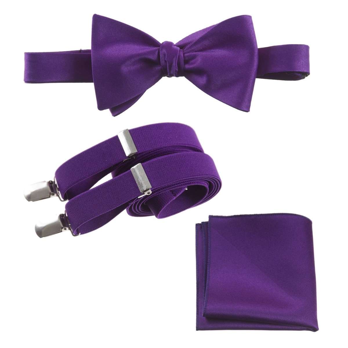 Tuxgear Inc | Men's & Boys Matching Set: Bow Tie, Suspenders & Pocket Square - Tuxgear