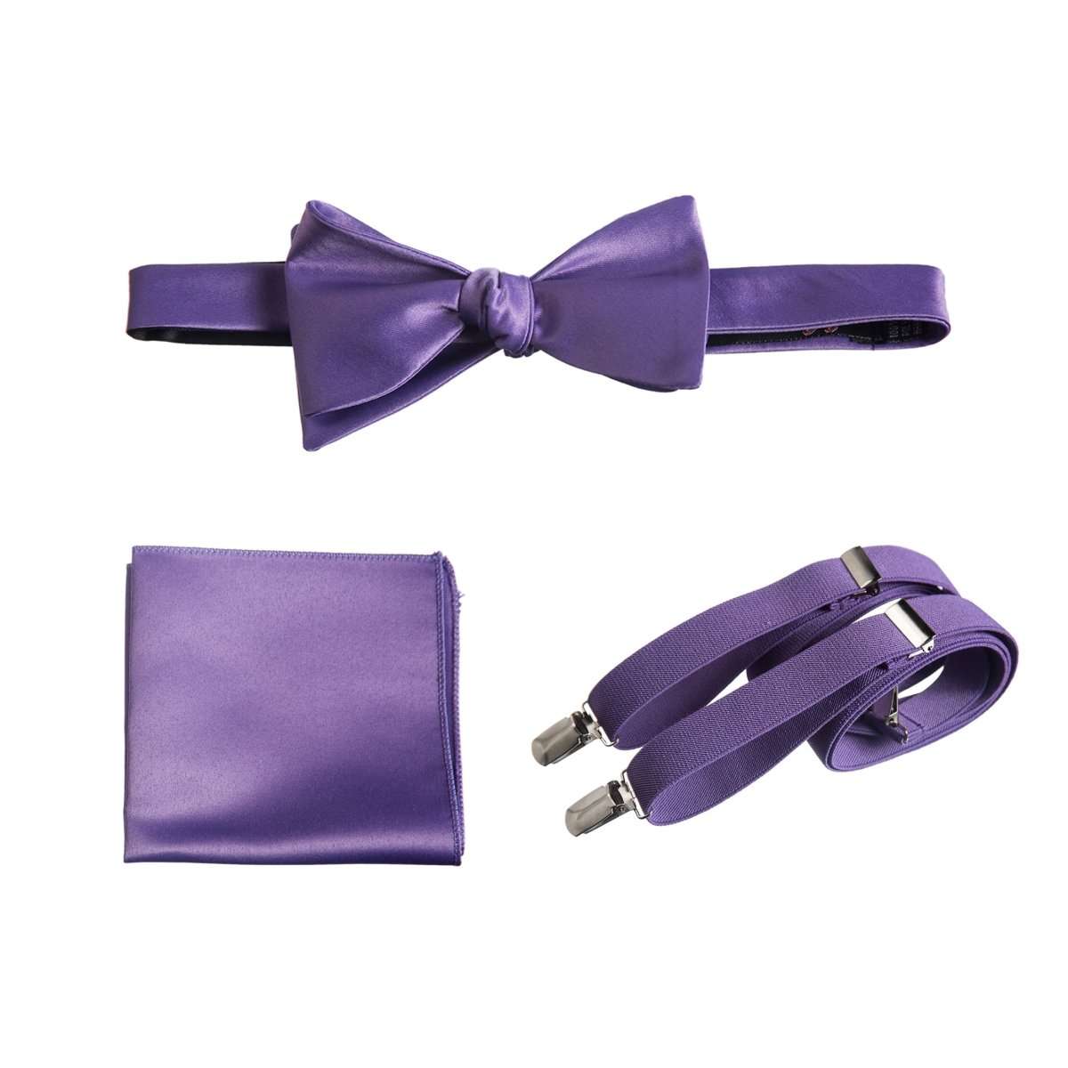 Tuxgear Inc | Men's & Boys Matching Set: Bow Tie, Suspenders & Pocket Square - Tuxgear