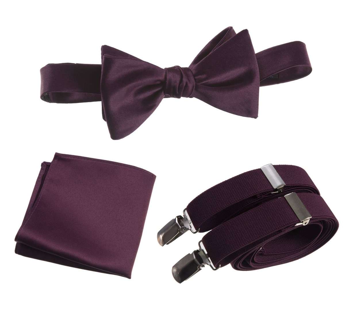Tuxgear Inc | Men's & Boys Matching Set: Bow Tie, Suspenders & Pocket Square - Tuxgear