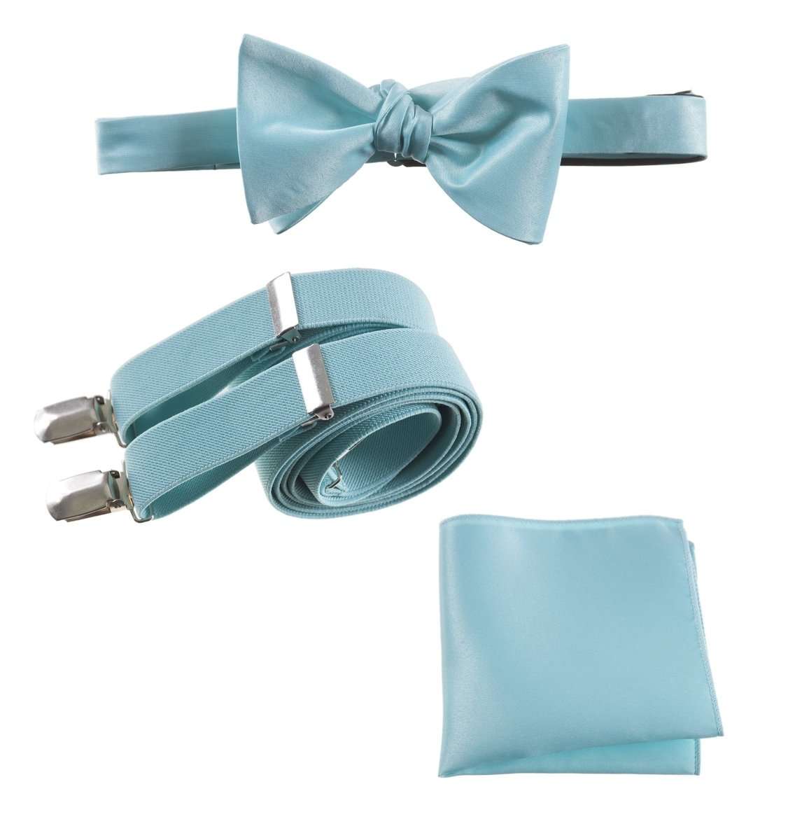 Tuxgear Inc | Men's & Boys Matching Set: Bow Tie, Suspenders & Pocket Square - Tuxgear
