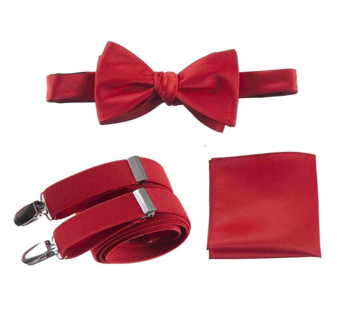 Tuxgear Inc | Men's & Boys Matching Set: Bow Tie, Suspenders & Pocket Square - Tuxgear