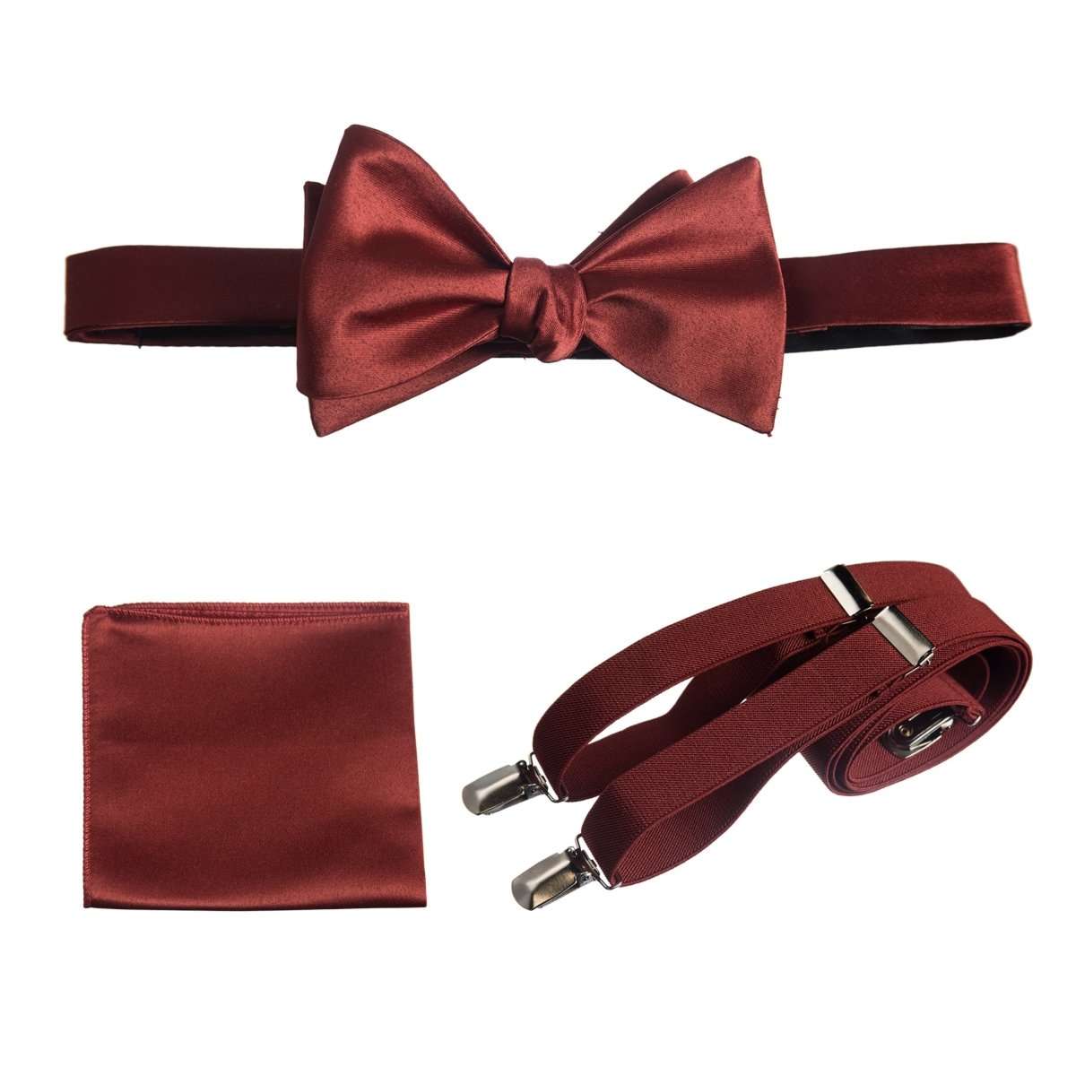 Tuxgear Inc | Men's & Boys Matching Set: Bow Tie, Suspenders & Pocket Square - Tuxgear
