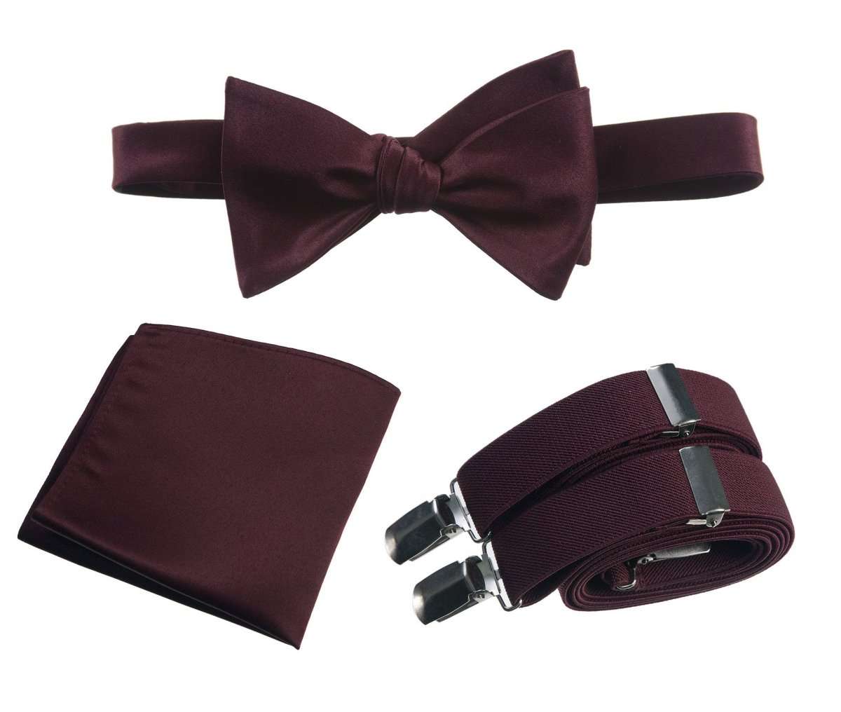 Tuxgear Inc | Men's & Boys Matching Set: Bow Tie, Suspenders & Pocket Square - Tuxgear