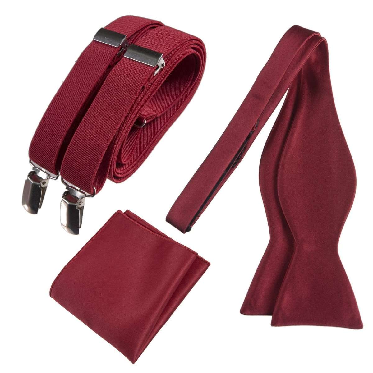 Tuxgear Inc | Men's & Boys Matching Set: Bow Tie, Suspenders & Pocket Square - Tuxgear