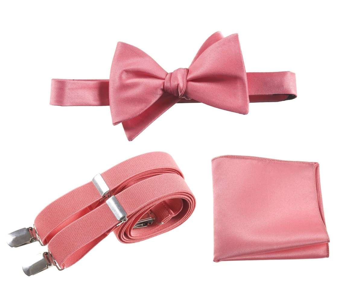 Tuxgear Inc | Men's & Boys Matching Set: Bow Tie, Suspenders & Pocket Square - Tuxgear