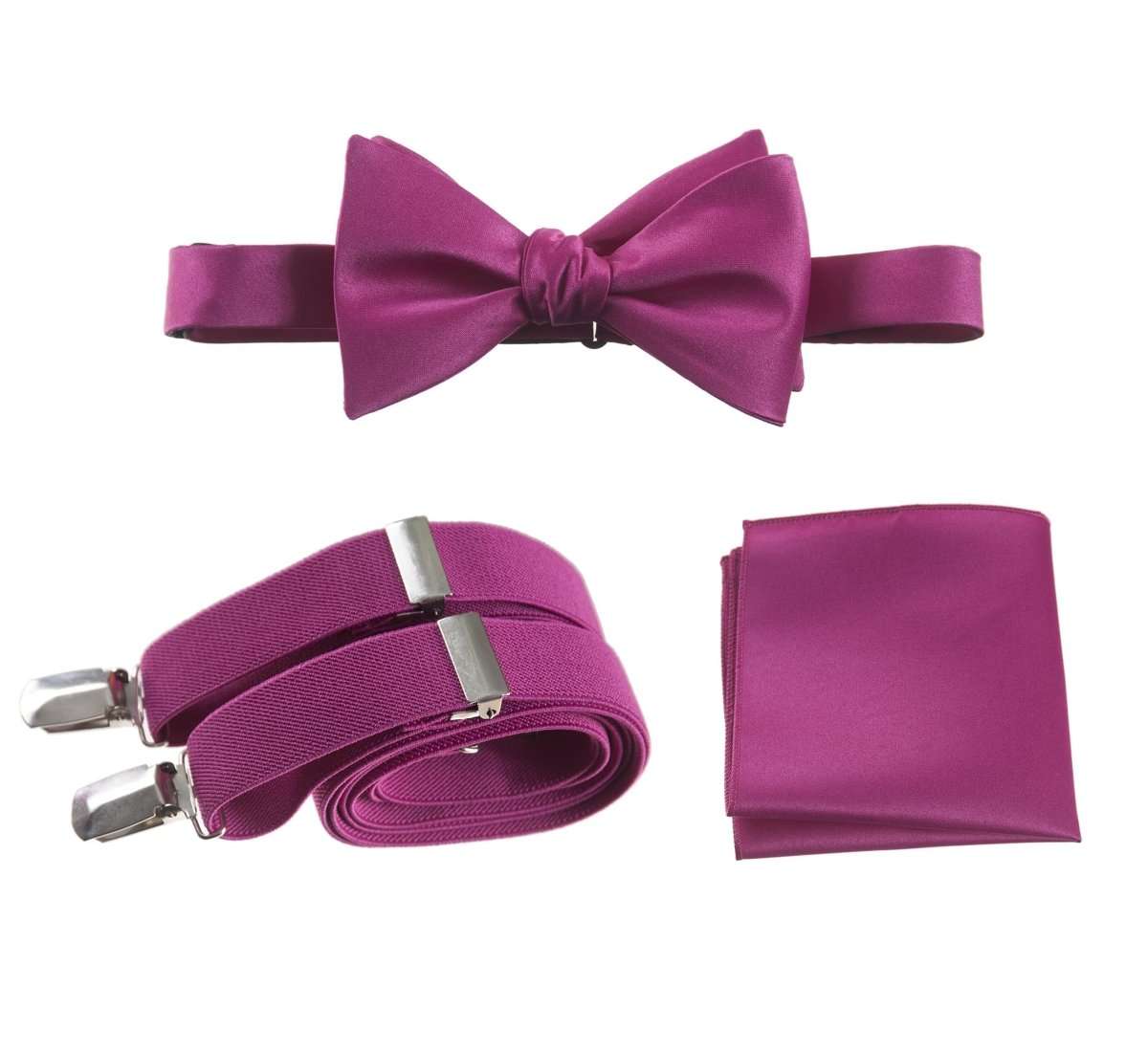 Tuxgear Inc | Men's & Boys Matching Set: Bow Tie, Suspenders & Pocket Square - Tuxgear
