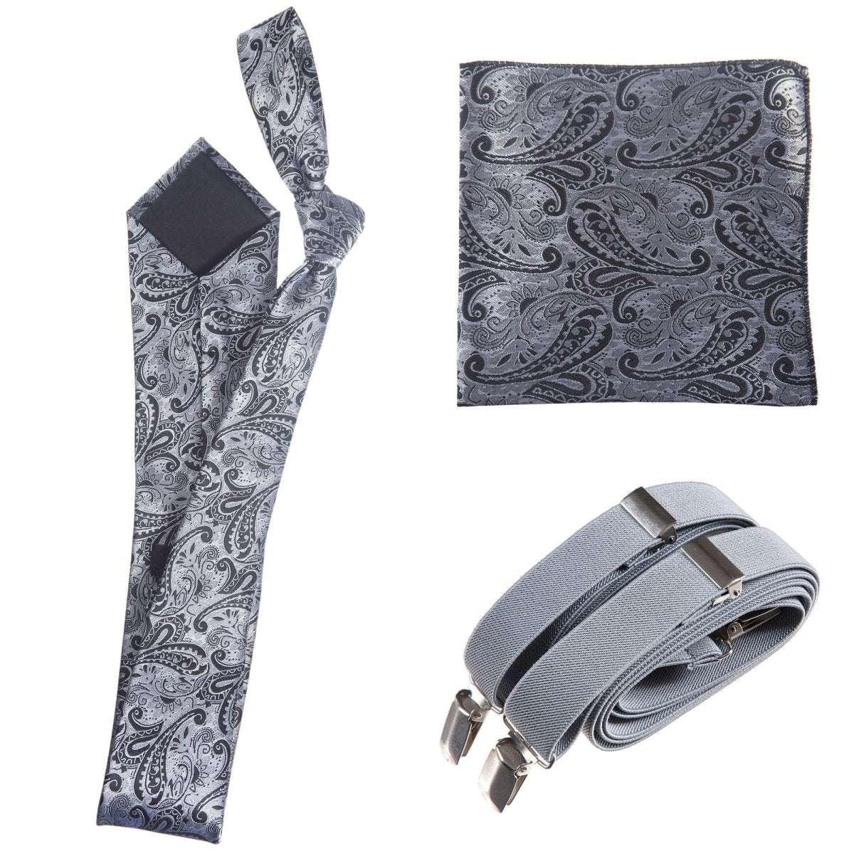 Tuxgear Inc Self - Tie Paisley Jacquard Windsor Necktie Set for Weddings & Events - Tuxgear