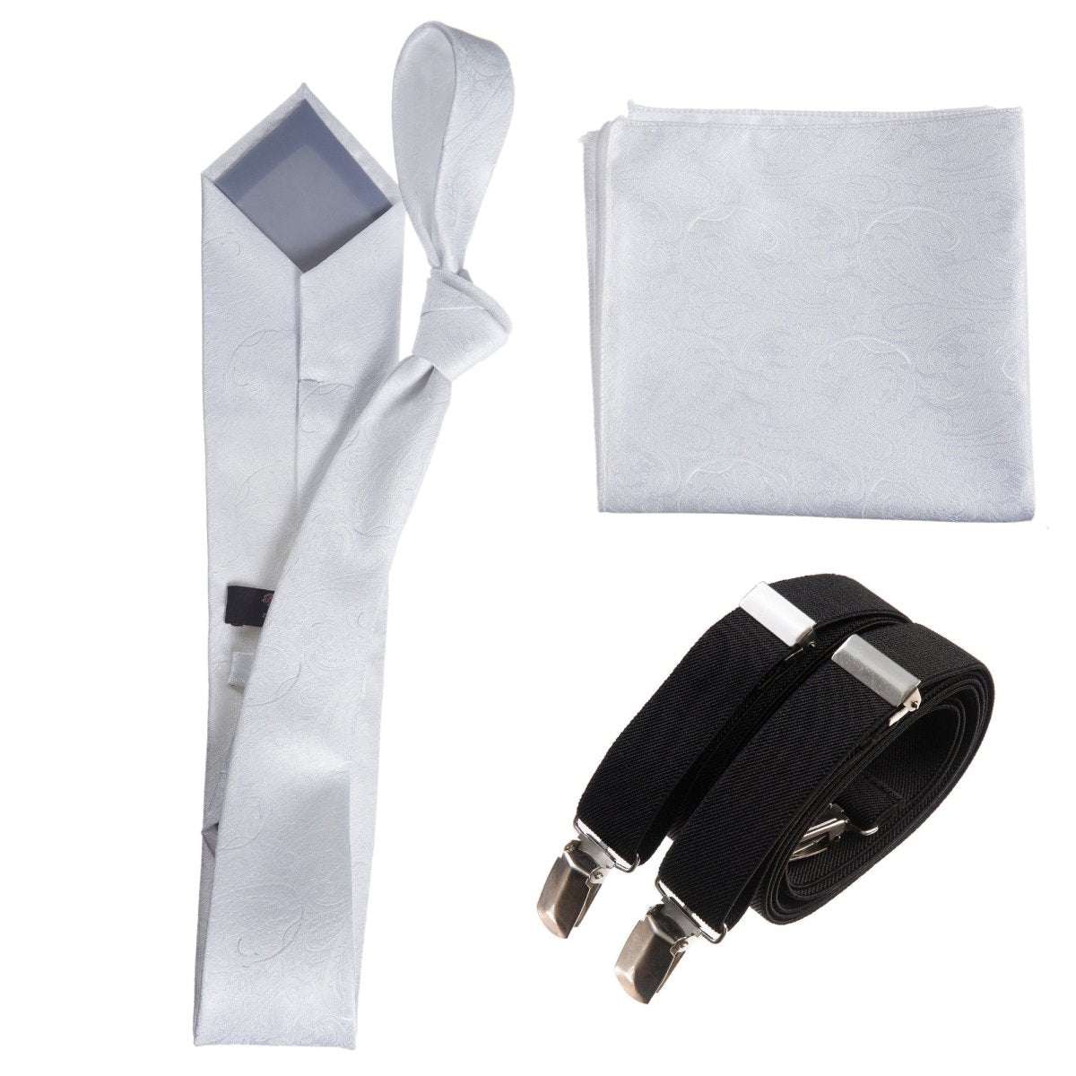 Tuxgear Inc Self - Tie Paisley Jacquard Windsor Necktie Set for Weddings & Events - Tuxgear