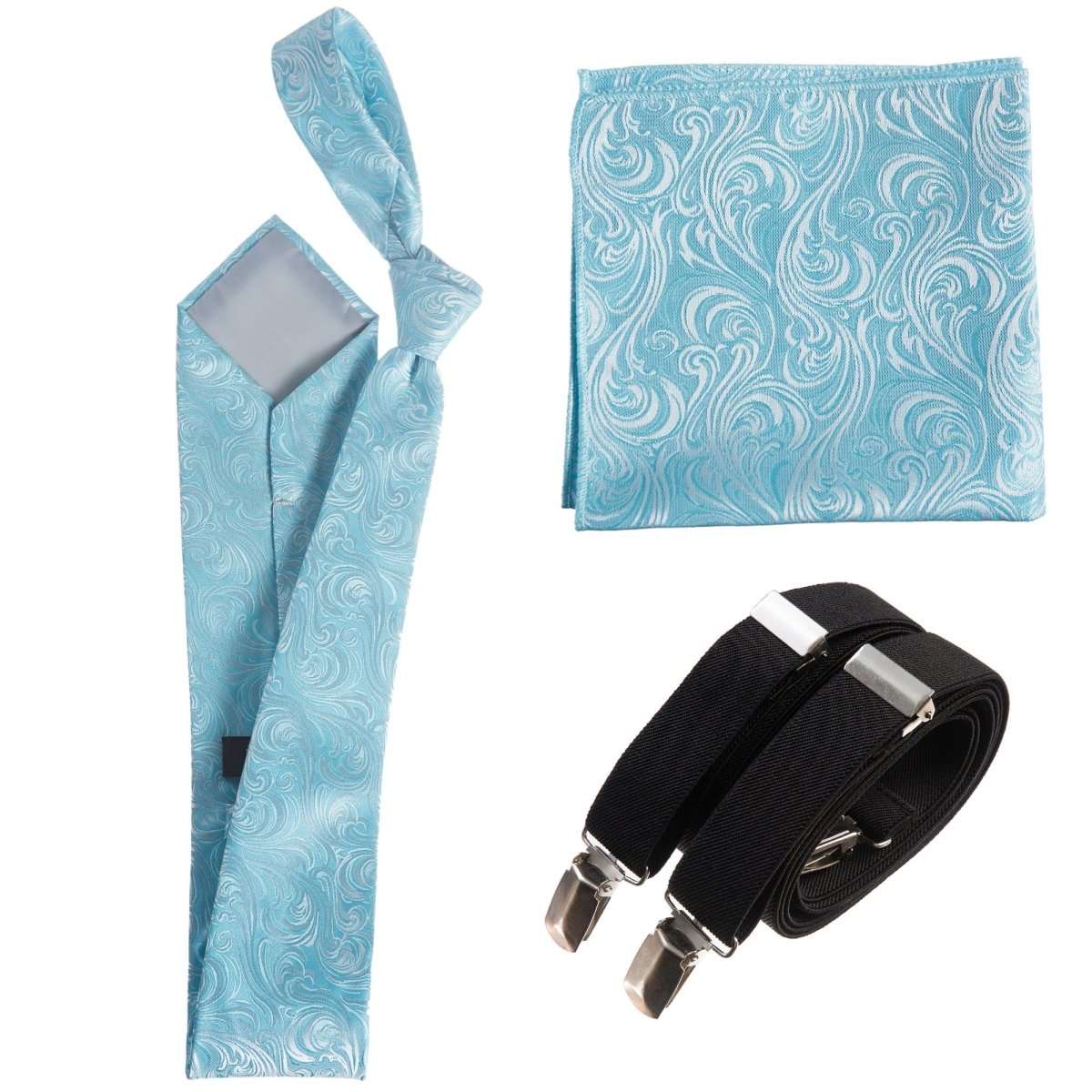 Tuxgear Inc Self - Tie Paisley Jacquard Windsor Necktie Set for Weddings & Events - Tuxgear