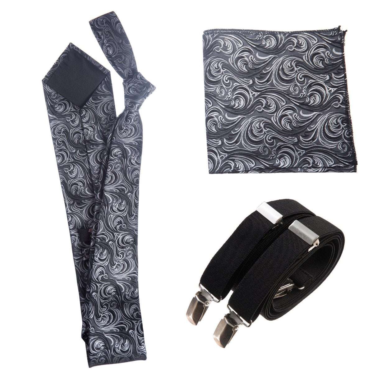 Tuxgear Inc Self - Tie Paisley Jacquard Windsor Necktie Set for Weddings & Events - Tuxgear