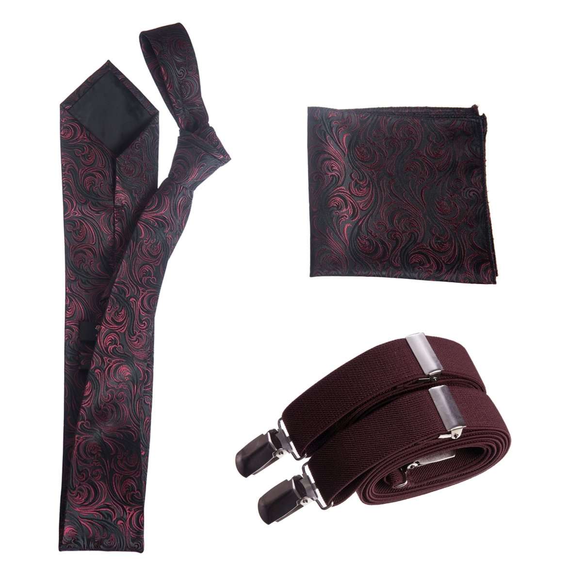 Tuxgear Inc Self - Tie Paisley Jacquard Windsor Necktie Set for Weddings & Events - Tuxgear