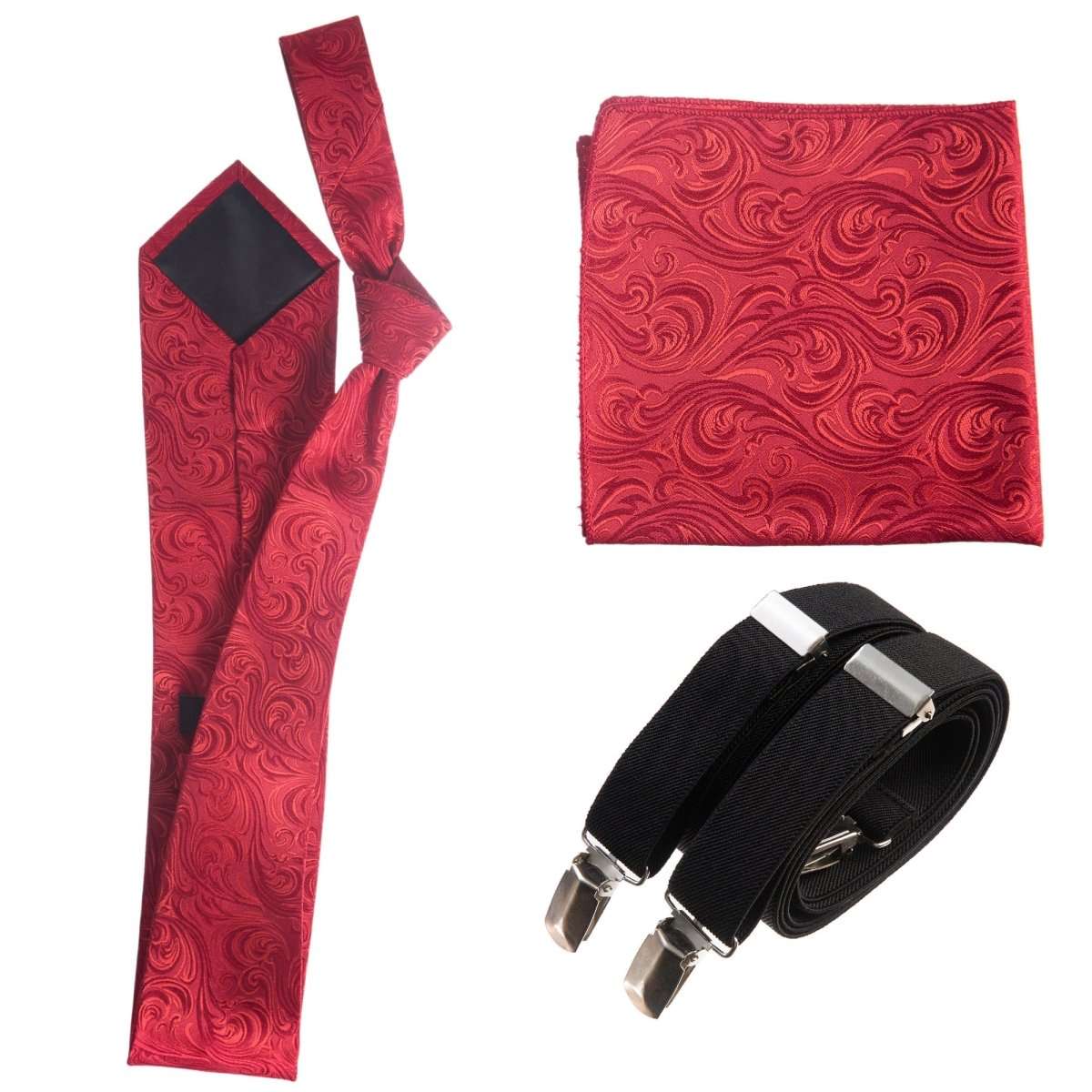 Tuxgear Inc Self - Tie Paisley Jacquard Windsor Necktie Set for Weddings & Events - Tuxgear