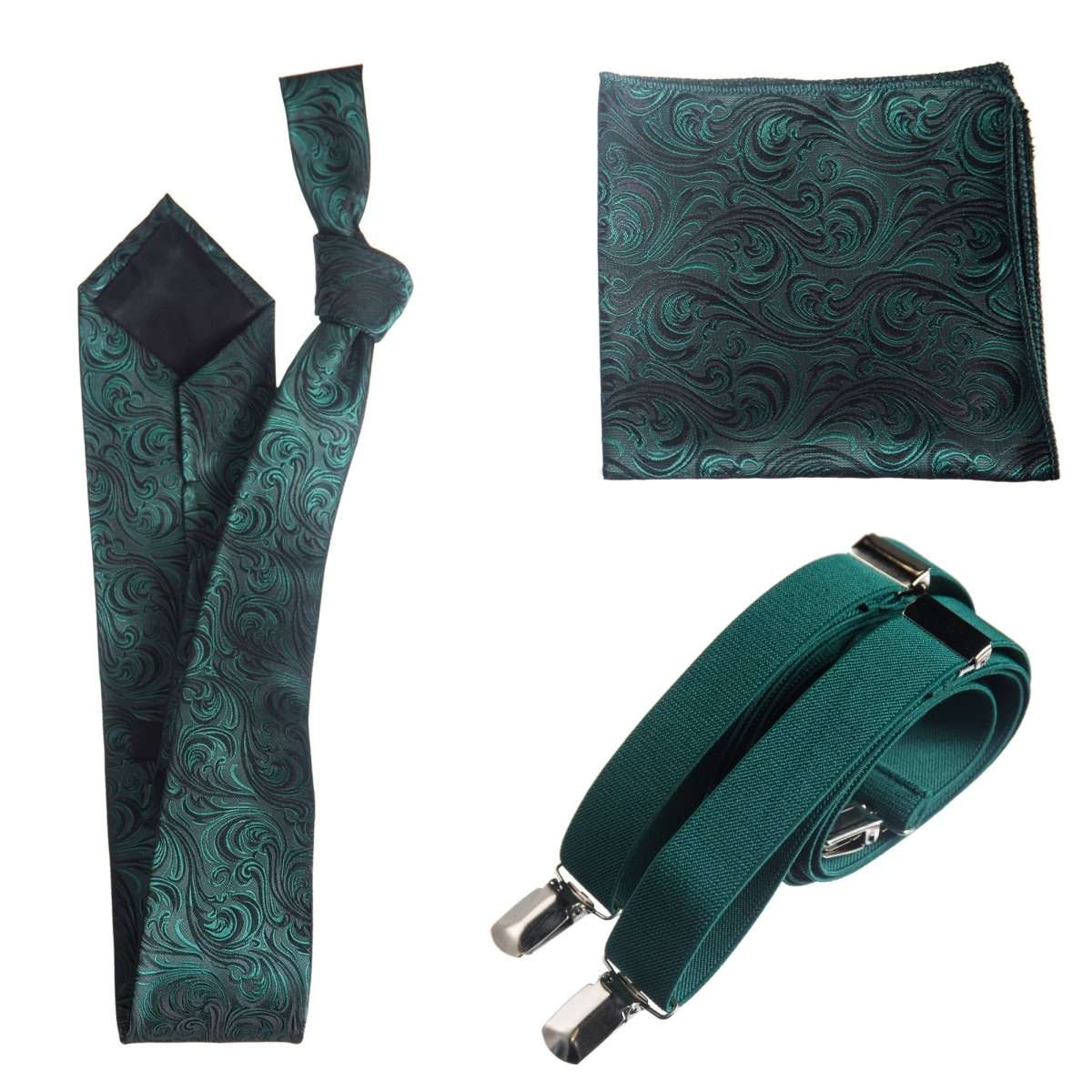Tuxgear Inc Self - Tie Paisley Jacquard Windsor Necktie Set for Weddings & Events - Tuxgear