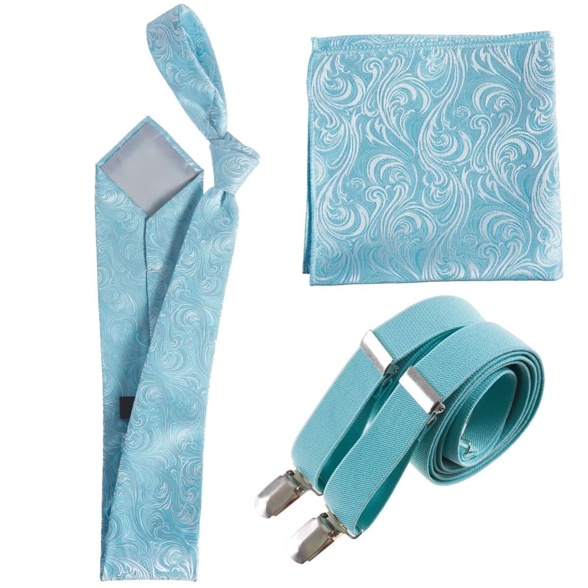 Tuxgear Inc Self - Tie Paisley Jacquard Windsor Necktie Set for Weddings & Events - Tuxgear